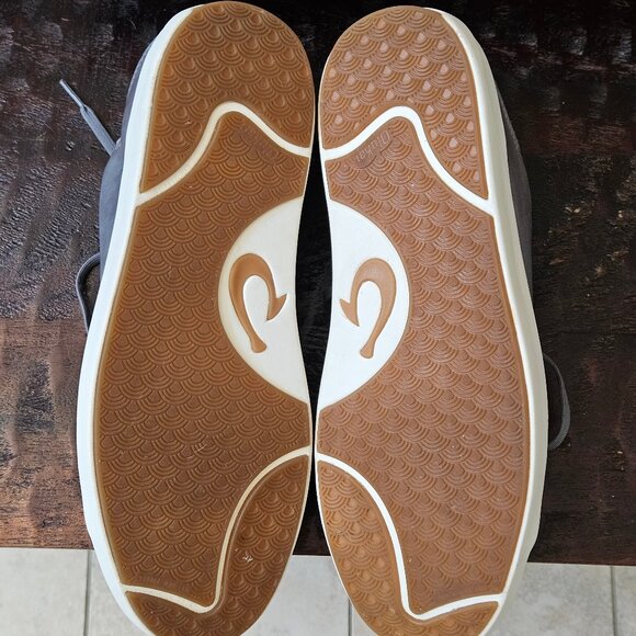 OluKai Men's Lae'Ahi Li 'Ili Leather Sneakers, Stone/Gray, Sz 12 - Picture 7 of 16